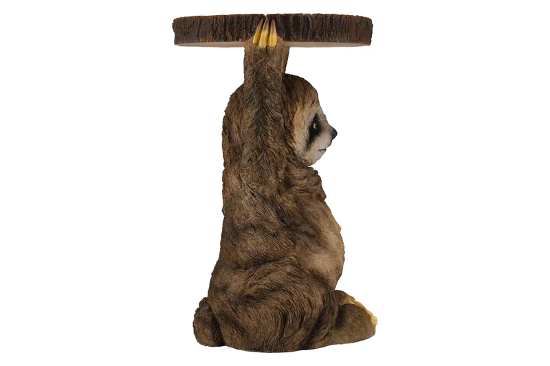 Table d’appoint ronde SLOTH 50cm sculpture de paresseux gris marron faite à la main
