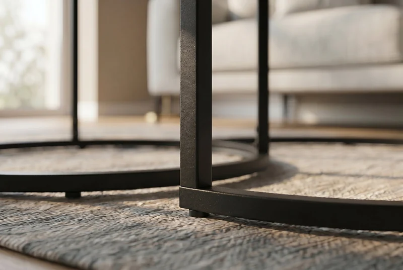 Lot de 2 tables basses rondes ELEGANCE 75cm céramique anthracite métal noir
