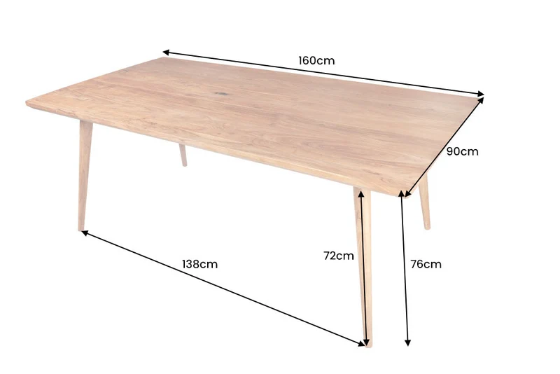 Table à manger massive MYSTIC LIVING 160 cm en acacia bois massif naturel