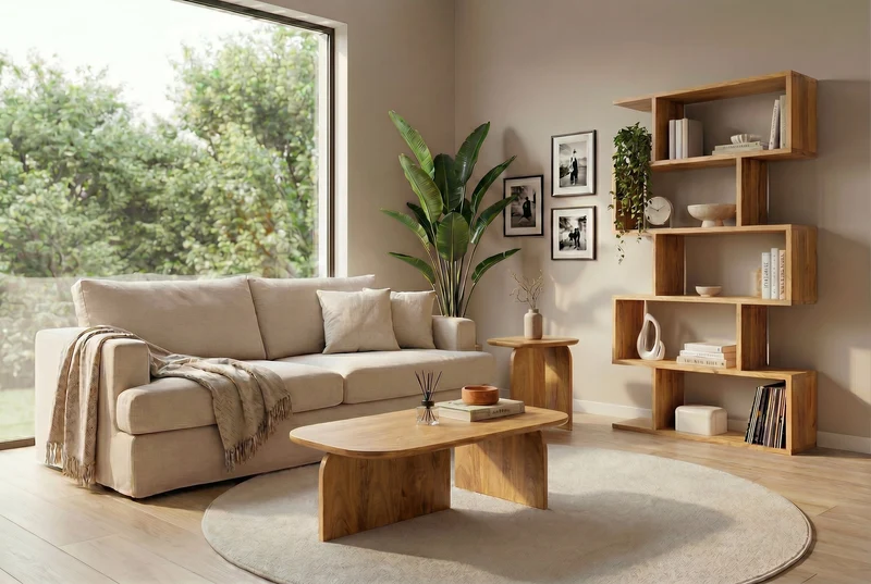 Set de 2 tables basses GATSBY 100 cm en bois de mangue brun, forme organique, table d’appoint