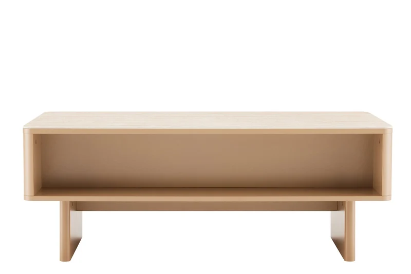 Design table basse SAVOY 120cm gris beige greige céramique travertin avec tiroir