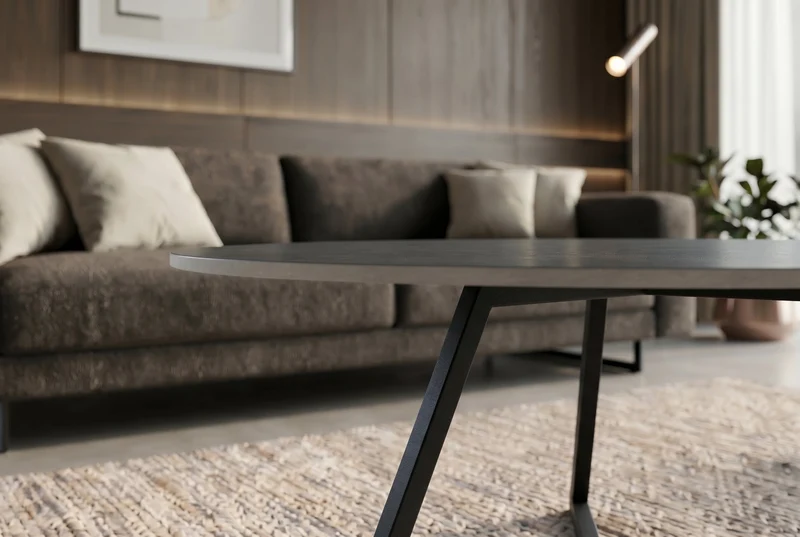 Design table basse MARVELOUS 70cm marbre anthracite céramique métal noir