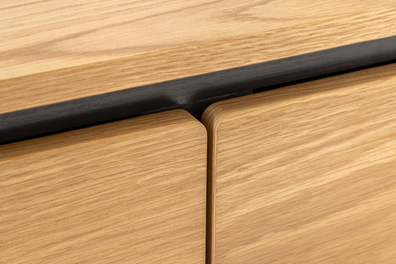 Meuble TV moderne ATELIER 160cm chêne naturel meuble bas métal noir