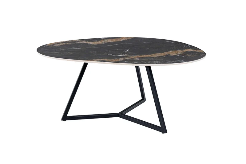 Design table basse MARVELOUS 90cm noir or sable Aurora Oro céramique métal