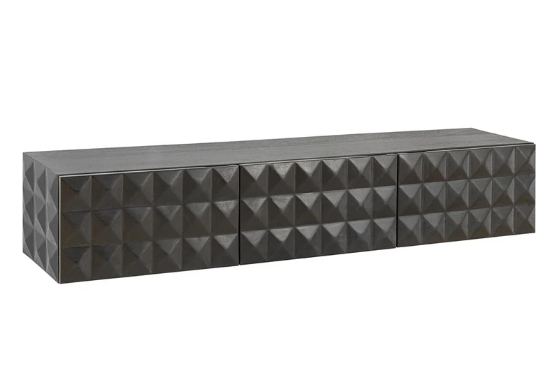Buffet TV suspendu VULCANO 160cm bois de manguier massif noir