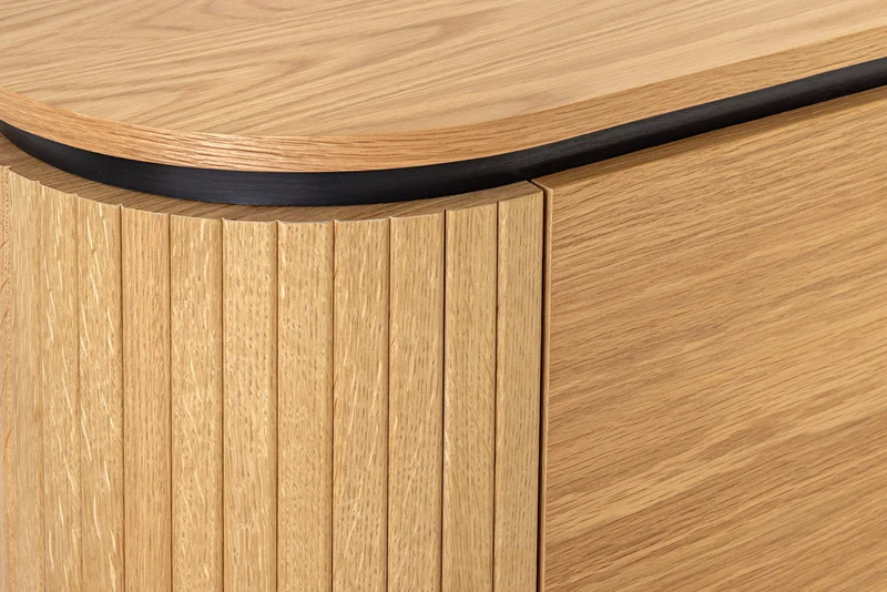 Buffet moderne ATELIER 120cm chêne naturel métal noir quatre compartiments
