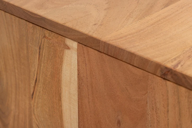 Buffet massif DESERT 160cm bois d’acacia beige sable façade 3D