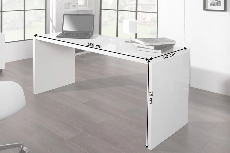 Bureau design FAST TRADE 160cm table d’ordinateur blanc brillant