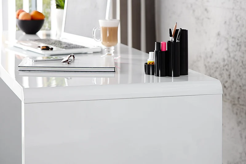 Bureau design FAST TRADE 140cm table de bureau blanc brillant