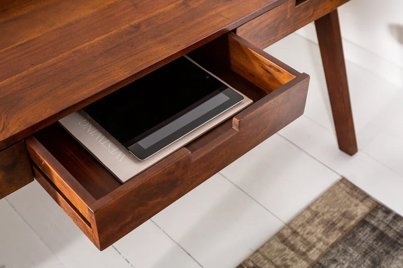 Secrétaire massif MONSOON 100cm bureau en acacia finition frappante