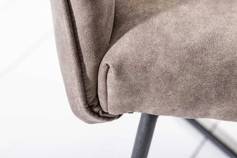 Lot de 2x chaises design exclusive LOFT microfibre vintage taupe avec accoudoir