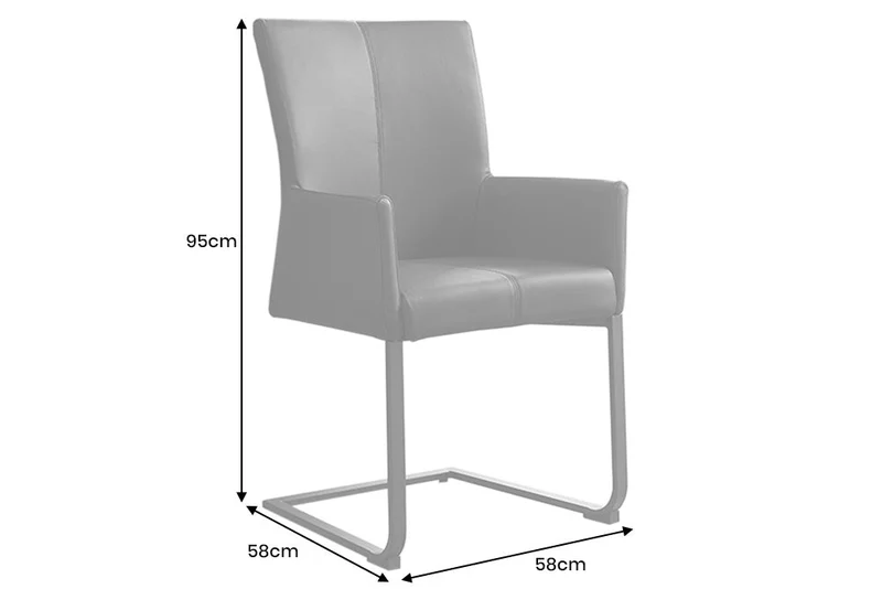 Lot de 2x chaises cantilever moderne SAMSON en cuir véritable gris taupe, structure en métal avec poignée confortable