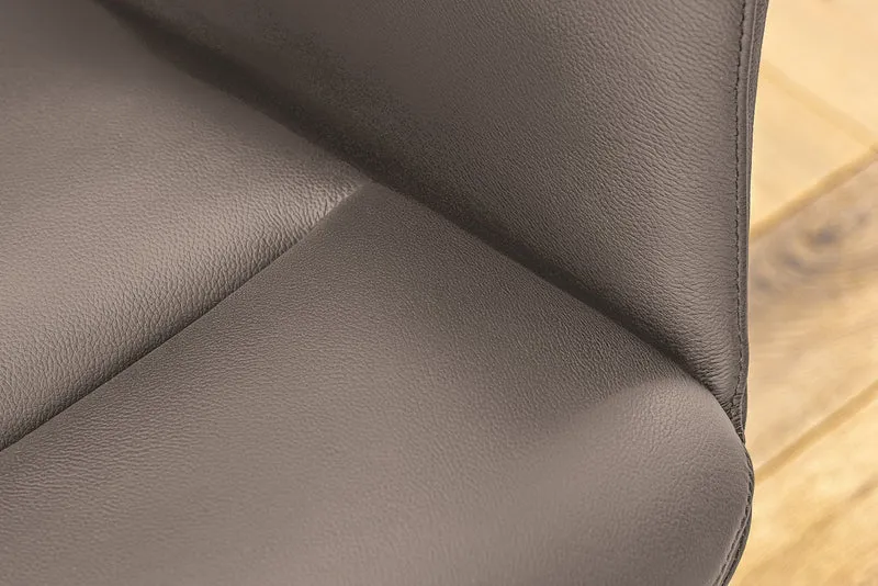 Lot de 2x chaises pivotante PAPILLON en cuir véritable marron avec accoudoirs, structure noire