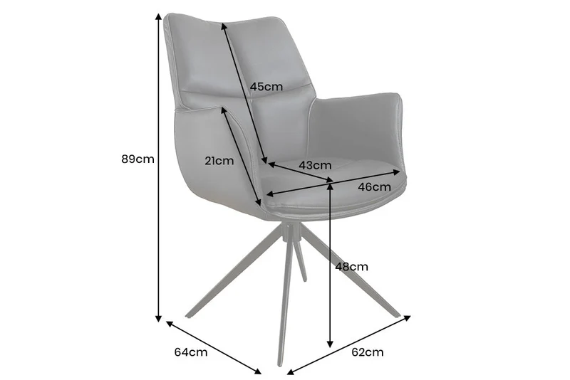 Lot de 2x chaises pivotante PAPILLON en cuir véritable marron avec accoudoirs, structure noire