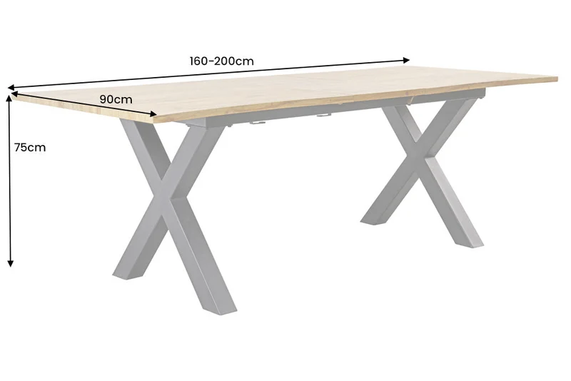 Table à manger extensible WILD 160-200 cm design chêne sauvage marron bord d'arbre noir