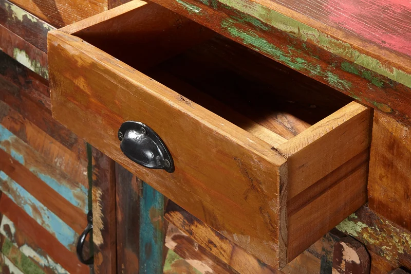 Buffet unique JAKARTA 125cm en bois massif recyclé provenant de bateaux de pêche