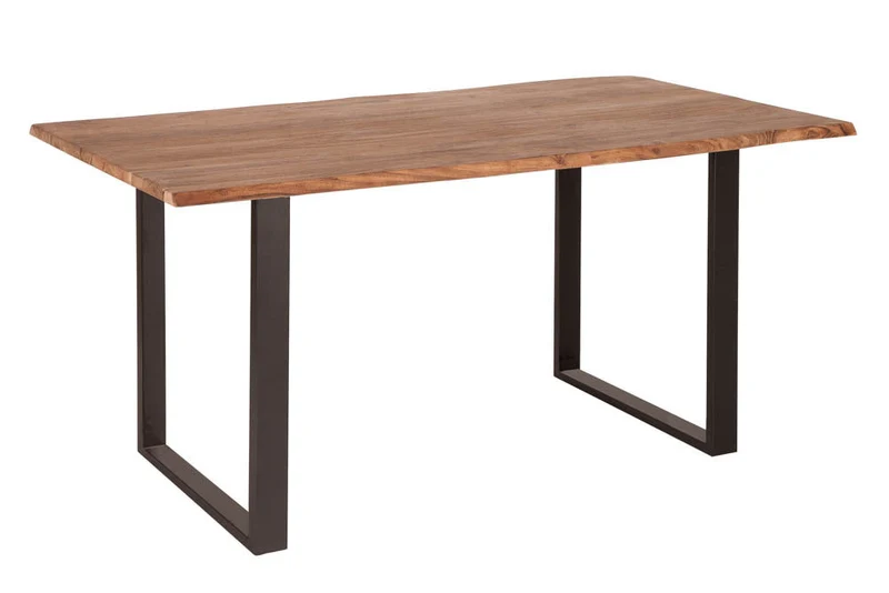 Table à manger en bois massif MAMMUT 140cm bord en acacia sauvage design industriel plateau 2,6cm