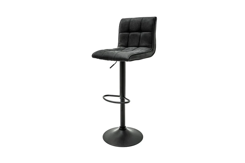 Lot de 2x Tabouret de bar réglable en hauteur MODENA vintage gris microfibre métal noir avec dossier rotatif