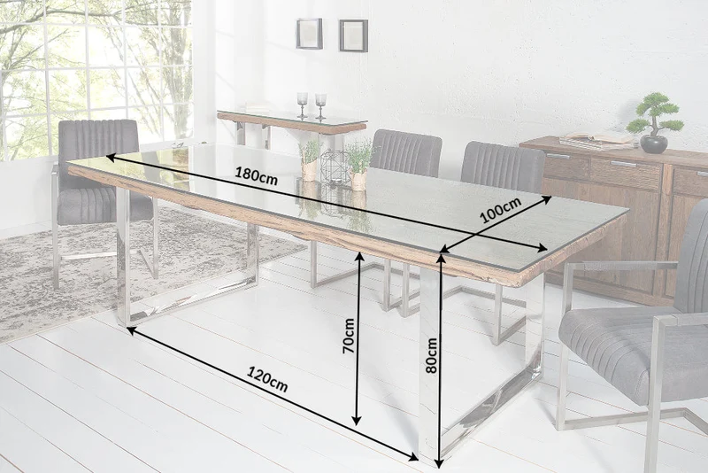 Table de salle à manger en bois tronc d'arbre massif 180cm