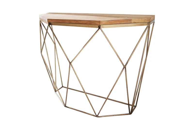 Console filigrane DIAMOND 90cm manguier laiton bois massif métal