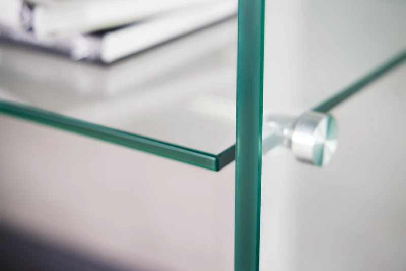 Console design FANTOME 100cm en verre transparent avec étagère