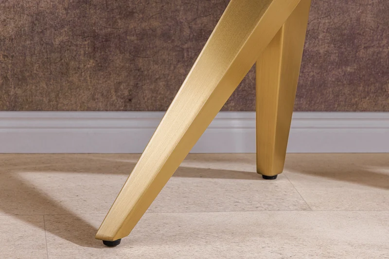 Console design ART LIVING 140cm marbre blanc céramique champagne or brossé