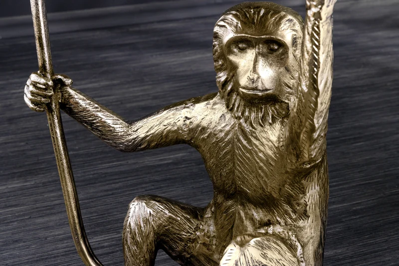 Table d'appoint design WILDLIFE MONKEY 60cm métal doré antique fait main