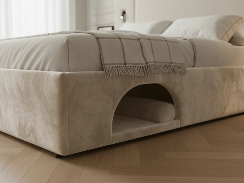 Lit Élysée – CosyPet Edition : tête de lit XXL, coffre, lumières, USB & tables de chevet incluses