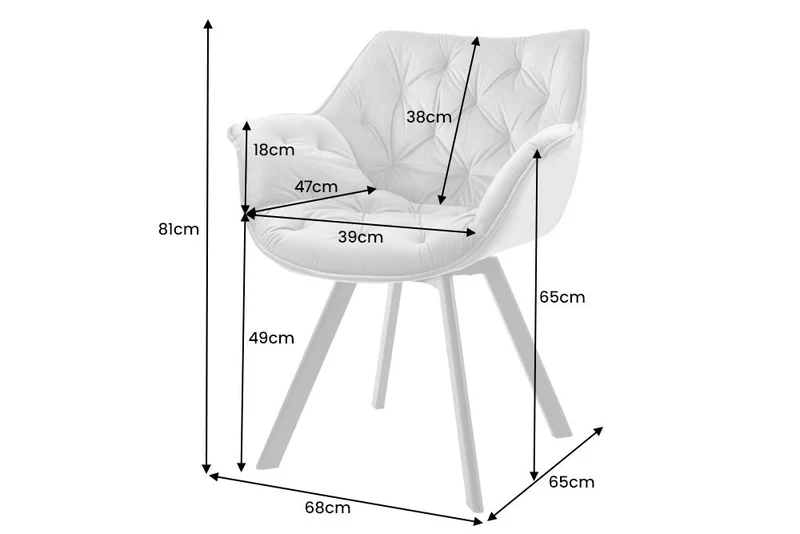 Fauteuil pivotant THE DUTCH COMFORT velours gris avec accoudoirs Design moderne