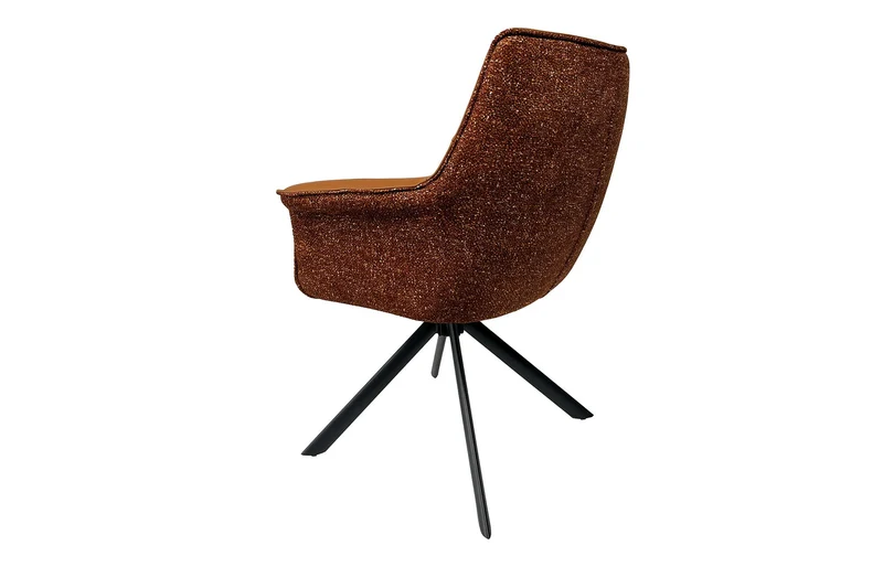 Lot de 2x fauteuils pivotant LE GRAND cuir véritable cognac tissu texturé structure métal noir