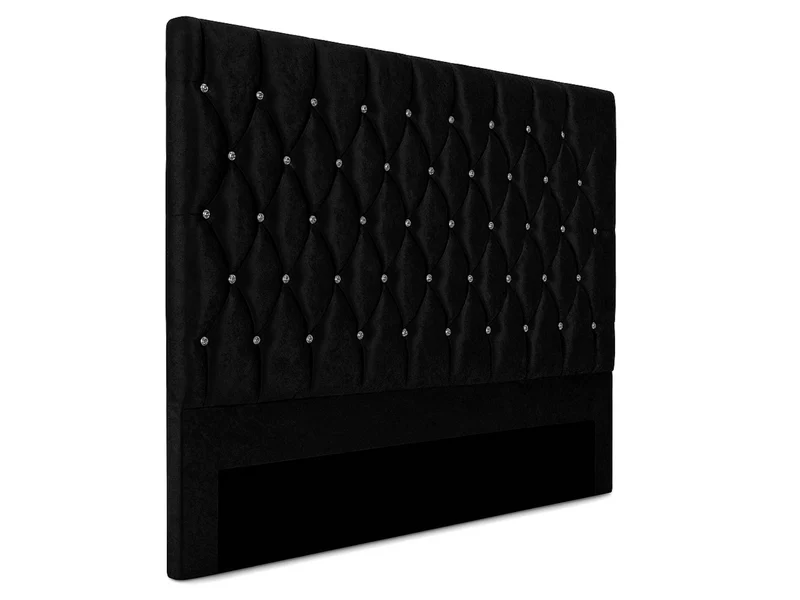 Tête de Lit Capitonnée Nocturne en Velours Noir avec Strass
