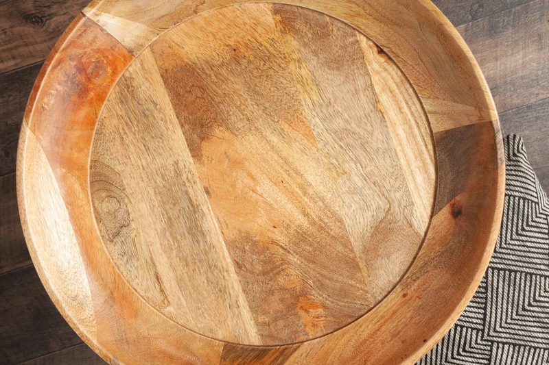 Table d'appoint massive PURE NATURE 45cm en bois de manguier naturel ronde avec pieds en métal noir