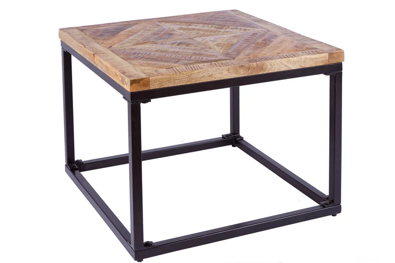 Table d'appoint solide INFINITY HOME 60cm en bois de manguier design industriel
