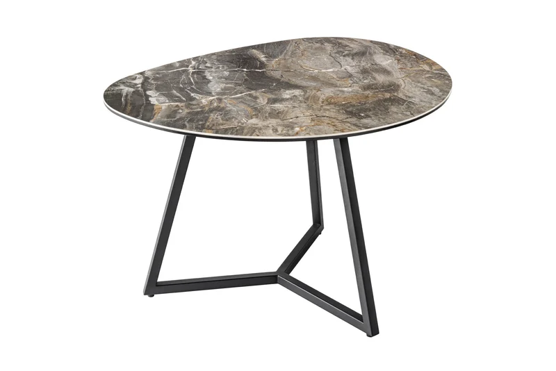Table basse moderne MARVELOUS 70cm en céramique marbre taupe fabriquée en Italie