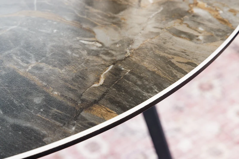 Table basse moderne MARVELOUS 70cm en céramique marbre taupe fabriquée en Italie