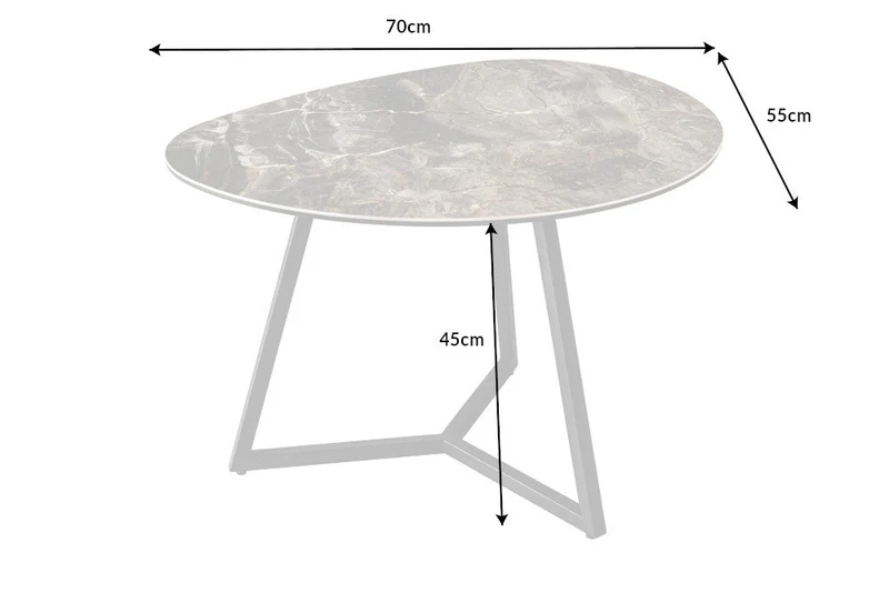 Table basse moderne MARVELOUS 70cm en céramique marbre taupe fabriquée en Italie