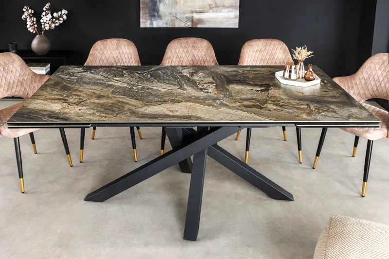 Table à manger extensible MARVELOUS 180-220-260cm en céramique marbre taupe fabriquée en Italie