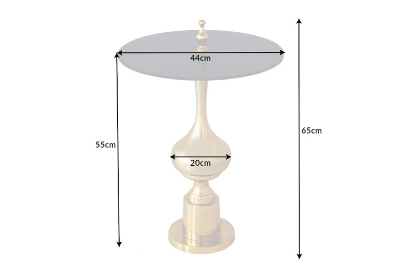 Table d'appoint design ABSTRACT 45cm métal doré plateau verre noir fait main ronde
