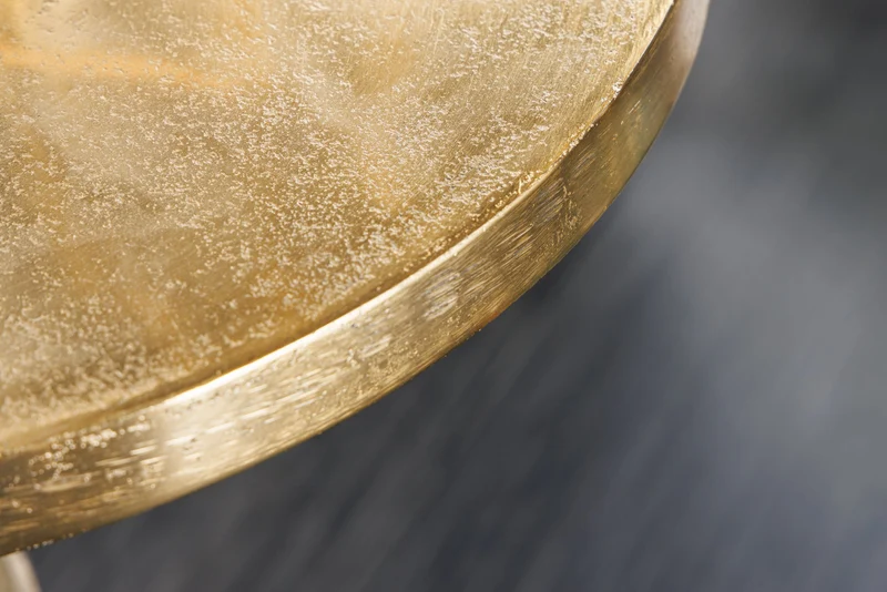 Table d'appoint baroque SAVOY 55cm métal doré trépied ronde vintage