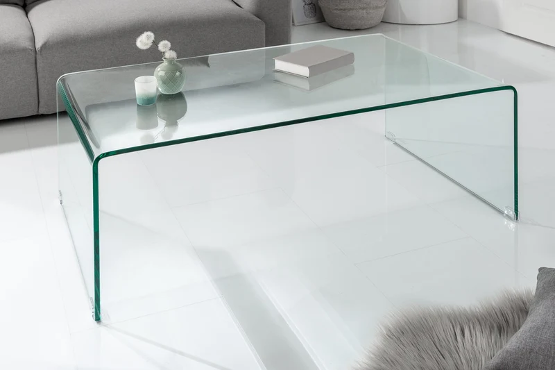 Lot de 2x Table basse extravagante en verre FANTOME 110cm transparent
