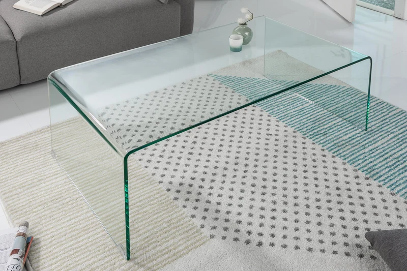 Lot de 2x Table basse extravagante en verre FANTOME 110cm transparent