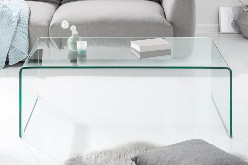 Lot de 2x Table basse extravagante en verre FANTOME 110cm transparent