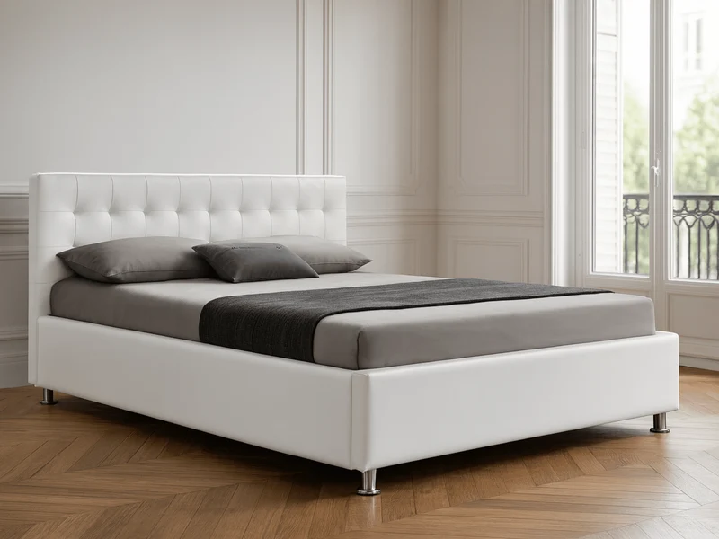Lit coffre VALERIE – lits complets avec sommier, contours et tête de lit capitonnée