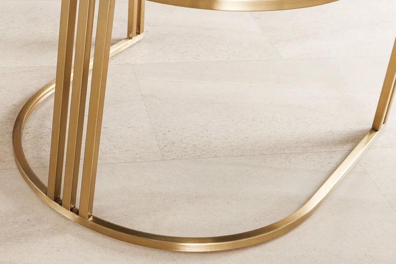 Lot de 2x fauteuils avec accoudoirs EXTRAVAGANCIA tissu chenille beige métal doré champagne brossé