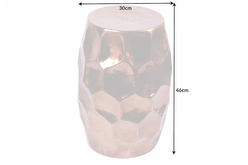 Table d'appoint artisanale ORGANIC ORIENT 50cm métal cuivré martelé design nid d'abeille ronde