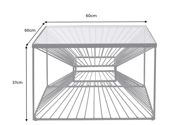 Table basse abstraite ILLUSION 60cm métal noir verre fait main design moderne