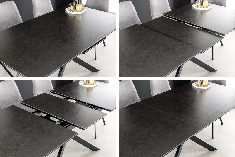 Table à manger extensible ALPINE 160-200cm céramique anthracite structure métal noir