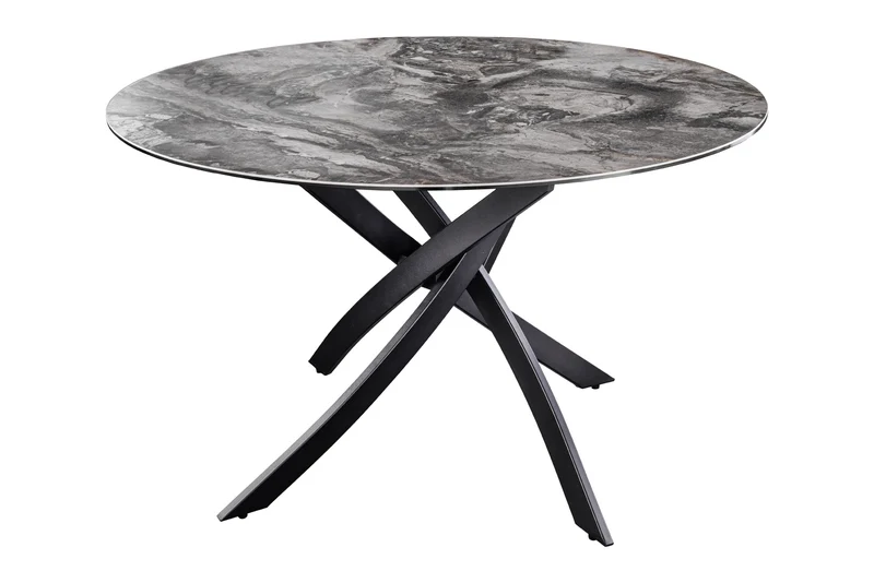 Table à manger ronde ALPINE 120cm céramique taupe structure métal noir