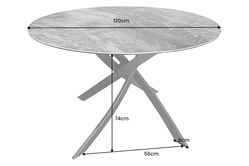 Table à manger ronde ALPINE 120cm céramique taupe structure métal noir