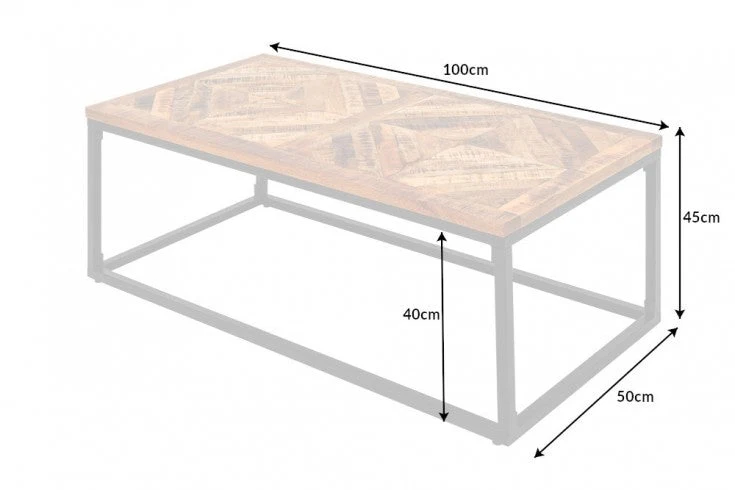 Table basse massive INFINITY HOME 100cm en bois de manguier design industriel